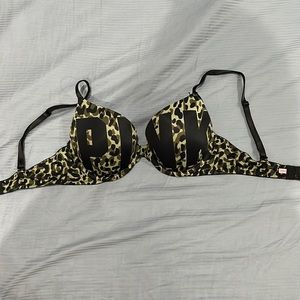 VS PINK 34C camo-cheetah print padded bra